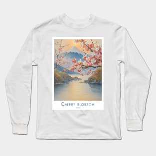 Cherry Blossom Japan Vintage Retro Art Style Long Sleeve T-Shirt